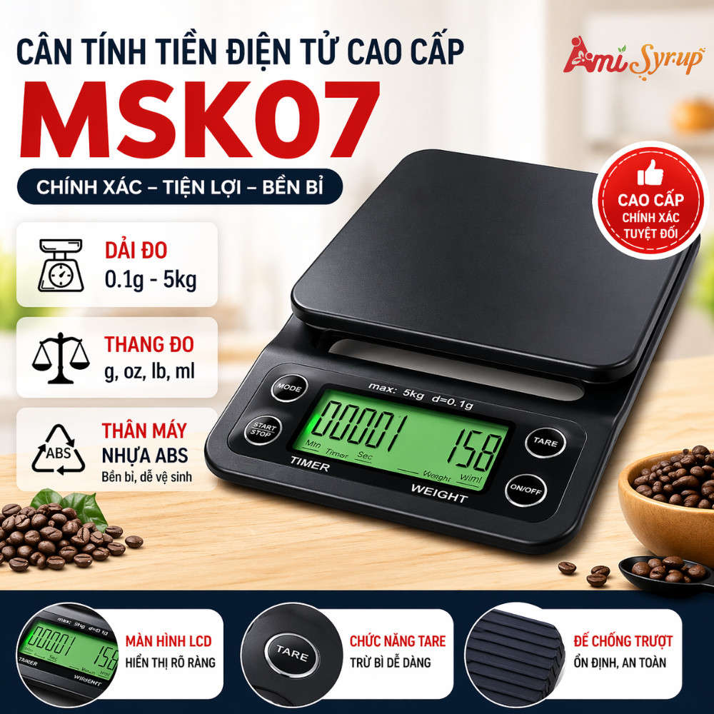 [Chính Hãng] Cân Điện Tử Cao Cấp MSK07, Độ Chính Xác Cao Tải Trọng 5kg Tiện Lợi Và Dễ Sử Dụng