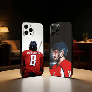 TP-1 Cầu Thủ Khúc Côn Cầu A-Alex Ovechkin Ốp Lưng Điện Thoại iPhone17,16,15,13,12 Plus, Max Mềm Silicone Đen Cover