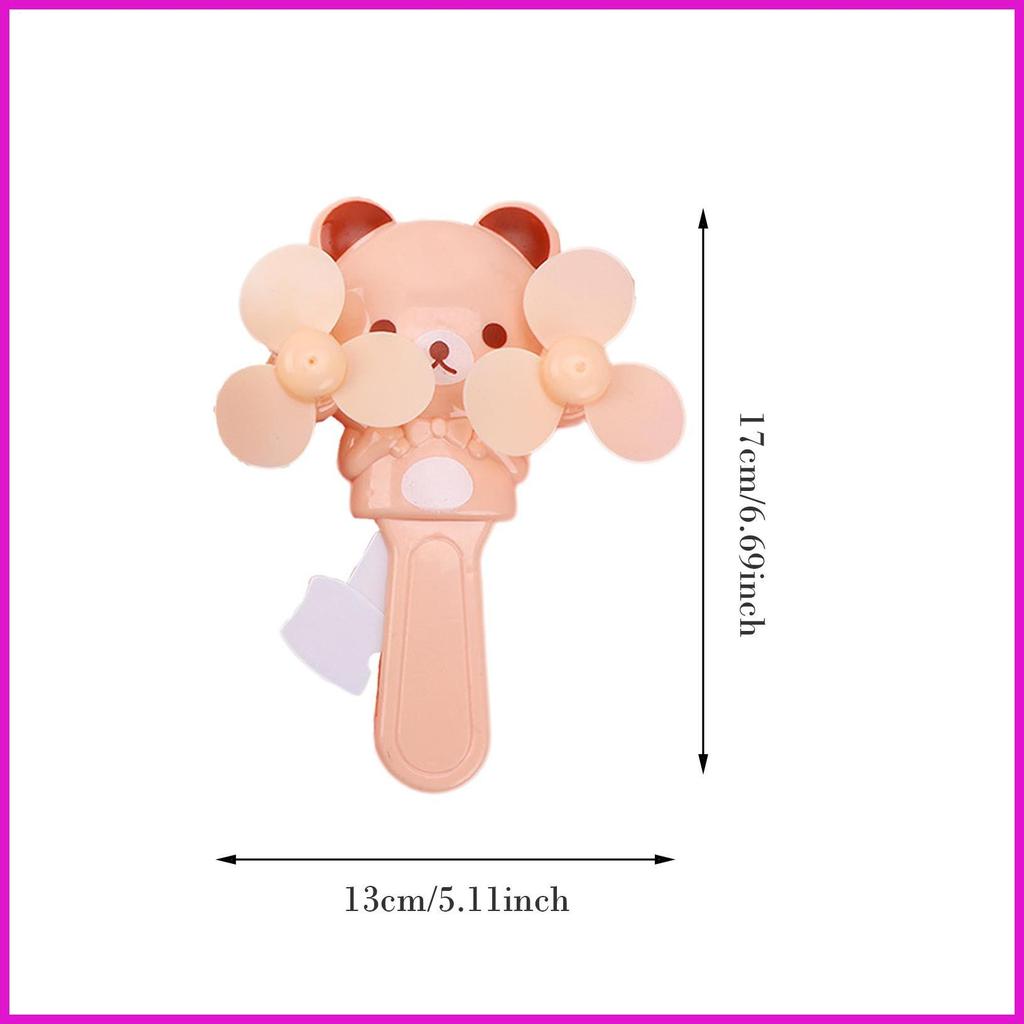 Quạt cầm tay mini hoạt hình, thiết kế 2 lá, không sạc, làm mát ngoài trời cho trẻ em lyuvn