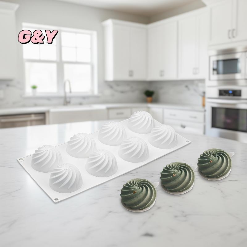 [G & Y-t] Khuôn làm bánh silicon kim cương xoắn ốc 6 khoang Kết cấu xương rồng Mousse Chảo tráng miệng Khuôn nướng bánh linh hoạt cho bữa tiệc tại nhà Vui nhộn [Mới]