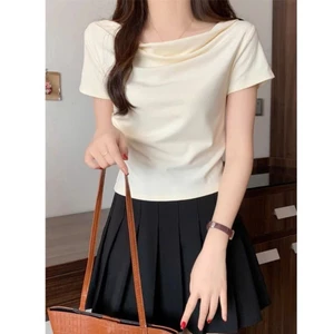 A008 Áo Thun Dáng Ôm Cổ Đổ Thời Trang Cuốn Hút Cho Nàng T071 Linh Tây.Clothing