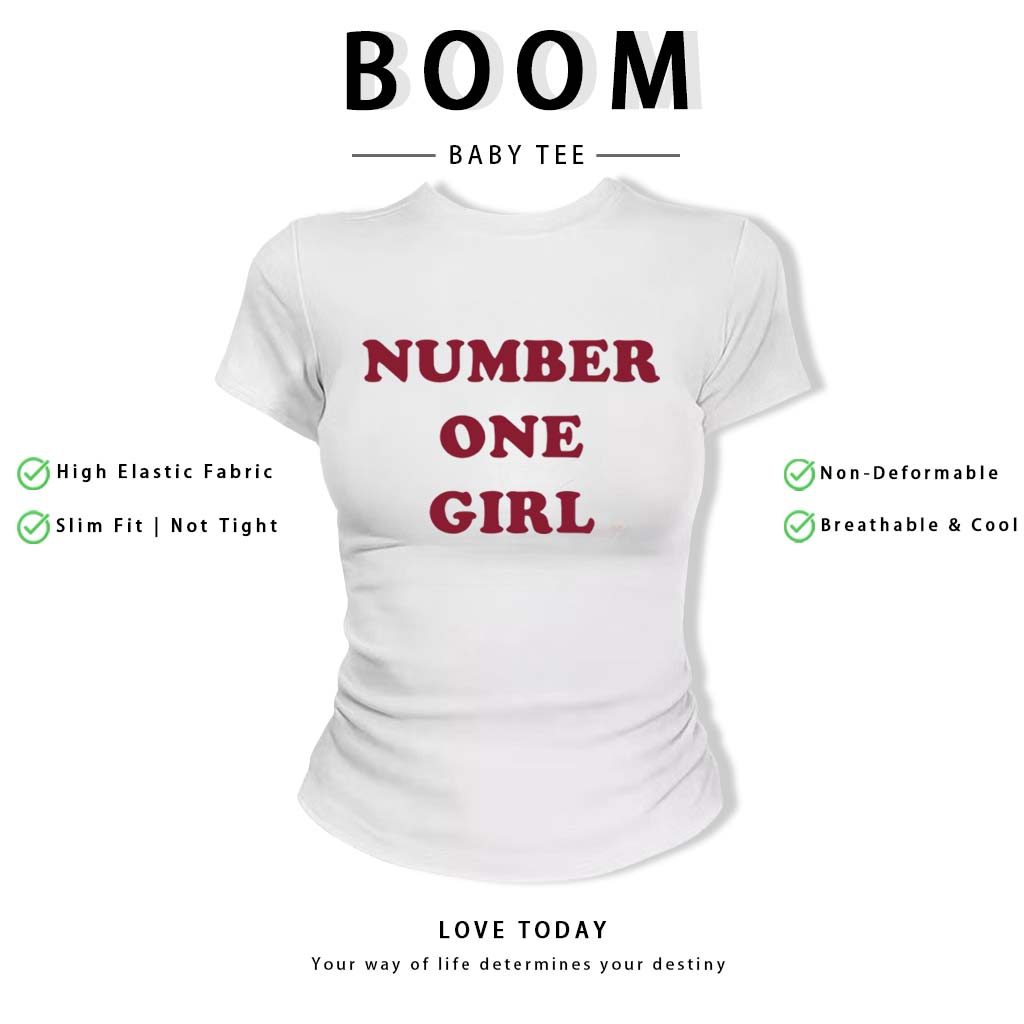 BOOM Áo Baby Tee Nữ Cotton Ôm Body-Áo Thun Ngắn Tay Y2K In Hình PhongCách Mùa Hè, Cổ Tròn Hàng Đầucách hàn quốc phongR33