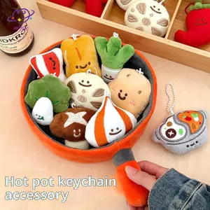 HFTOY Hoạt Hình Dễ Thương Sáng Tạo Lẩu Thực Phẩm Sang Trọng Móc Khóa Búp Bê Mặt Dây Chuyền Kawaii Bapa Treo Trang Trí Phụ Kiện Trang Trí Quà Tặng ~
