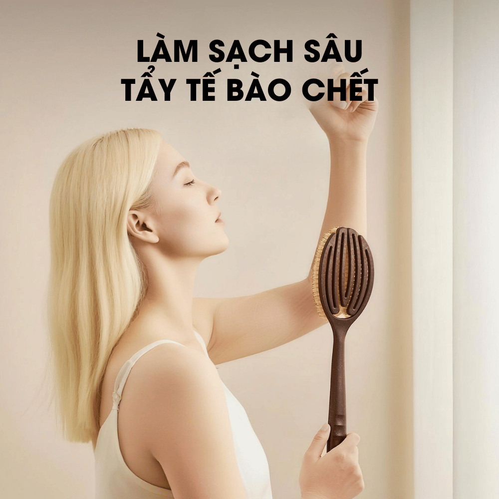 Bàn Chải Tắm Xơ Dừa Làm Sạch Sâu Săn Chắc Da Cọ Tắm Cán Dài