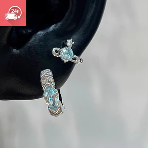 Vintage Charm Horus Mắt Xanh Zircon Cá Tính Đa Năng Bông Tai Nam Nữ