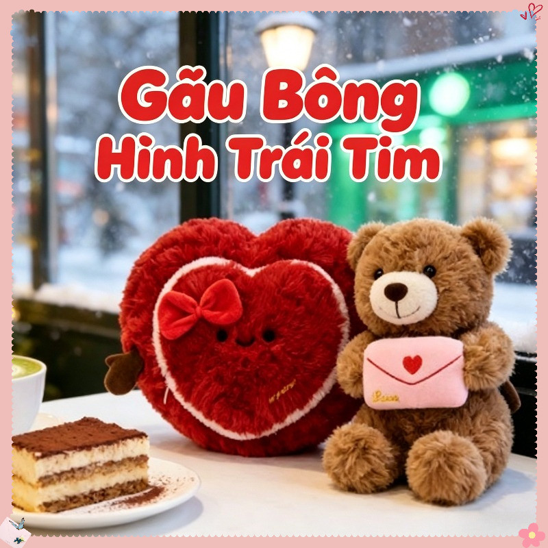 Thú Bông 2in1 Hình Trái Tim – Gấu Teddy ôm Thư 25cm, Mịn Màng Cao Cấp, Quà Sinh Nhật ý Nghĩa Cho Bạn Gái Và Bé Gái