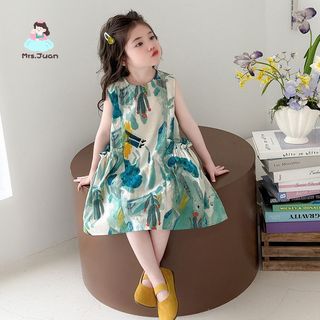 Đầm bé gái sát nách họa tiết dễ thương phong cách công chúa - váy mùa hè thoáng mát thời trang
