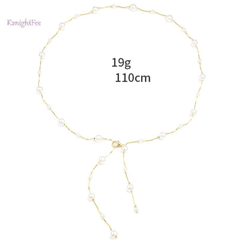 K2nightFee Dây Thắt Lưng Nữ Giả Ngọc Trai và Kim Loại Đơn Giản