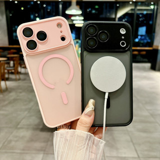 Vỏ Acrylic Mờ Màu Cam Mới Vỏ Từ Tính Cho IPhone 17 Air 16 15 14 Plus 13 12 Pro Max Vỏ Ống Kính Kim Loại Bảo Vệ Chống Rơi