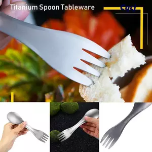 Thìa và nĩa hợp kim titan siêu nhẹ, chất lượng cao cho cắm trại và dã ngoại