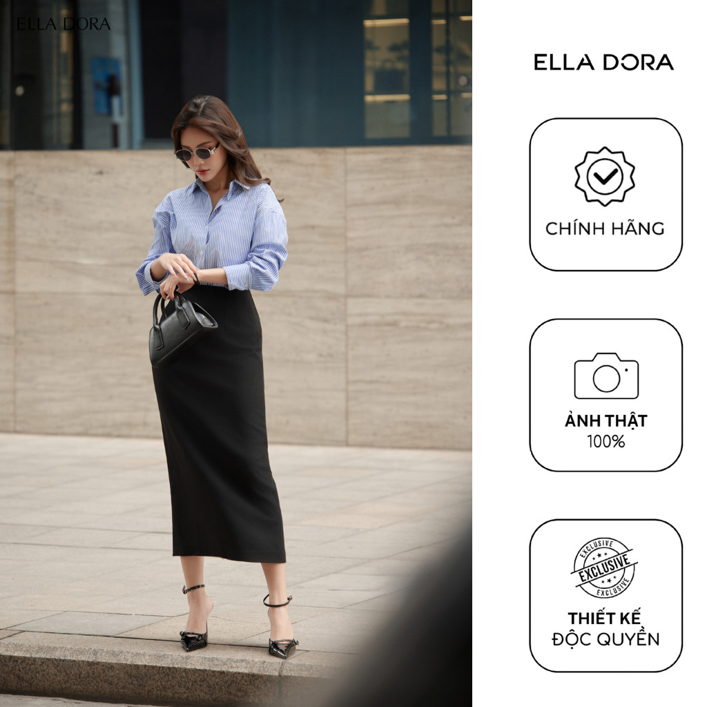 Chân váy dài ELLA DORA thiết kế dáng chữ A form suông nhẹ thanh lịch phong cách công sở [CV172]