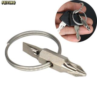 Tuốc nơ vít móc khóa FEIYING, Dụng cụ sửa chữa Tuốc nơ vít có rãnh Phillips đa chức năng, Vòng chìa khóa tiện ích Tuốc nơ vít Mini bỏ túi