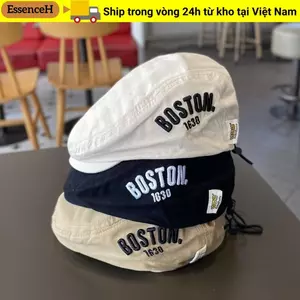 Mũ nồi ESSENCEH, Mũ có đỉnh thời trang nhẹ, Mũ thêu phía trước BOSTON Thu đông