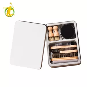 Bộ đánh bóng và chăm sóc giày Hộp đựng kim loại 2 vải đánh bóng cho nam và nữ Nourishes và bảo vệ bộ dụng cụ làm sạch giày