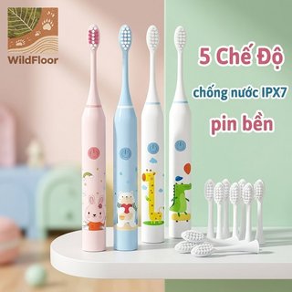 Bàn chải đánh răng điện trẻ em 5 chế độ Chống nước IPX7 Lông mềm 5 đầu USB có thể sạc lại