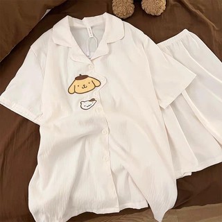 Pudding Bộ Đồ Ngủ Chó Thêu Tay Ngắn Cotton Mây, Phù Hợp Mặc Nhà