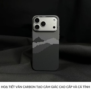 Ốp Lưng Siêu Mỏng Cho iPhone 17 Pro Max Vân Carbon 3D Vòng Từ Tính Popkon
