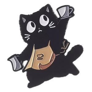 Exhila Màu Đen Đáng Yêu Puss Phục Vụ Cà Phê Thổ Cẩm Cho Nhà Bếp Tạp Dề Và Phụ Kiện Thời Trang Vui Vẻ Thiết Kế Hoạt Hình Huy Hiệu
