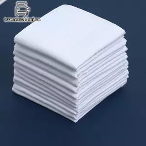 Nhíp kèm 6/12 chiếc khăn tay nam nữ trắng trơn, cotton nguyên chất - Sản phẩm Việt Nam