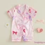 Bộ đồ ngủ không chân Satin cho bé gái Áo liền quần ngắn tay in hình dâu tây