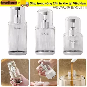 Chai phân phối SNUGHOUSE, Chai bơm có thể đổ lại 60 / 90 / 120ml, Hộp đựng mỹ phẩm trong suốt di động cho Gel tắm dầu gội Lotion