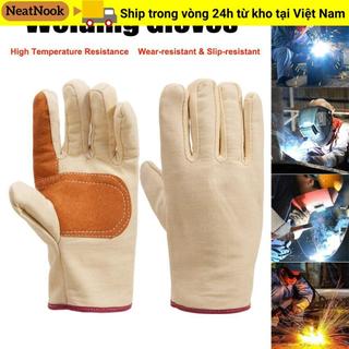 Găng tay lao động NEATNOOK, Găng tay hàn chịu nhiệt độ cao bằng vải Canvas, Găng tay cơ khí chống mài mòn dày