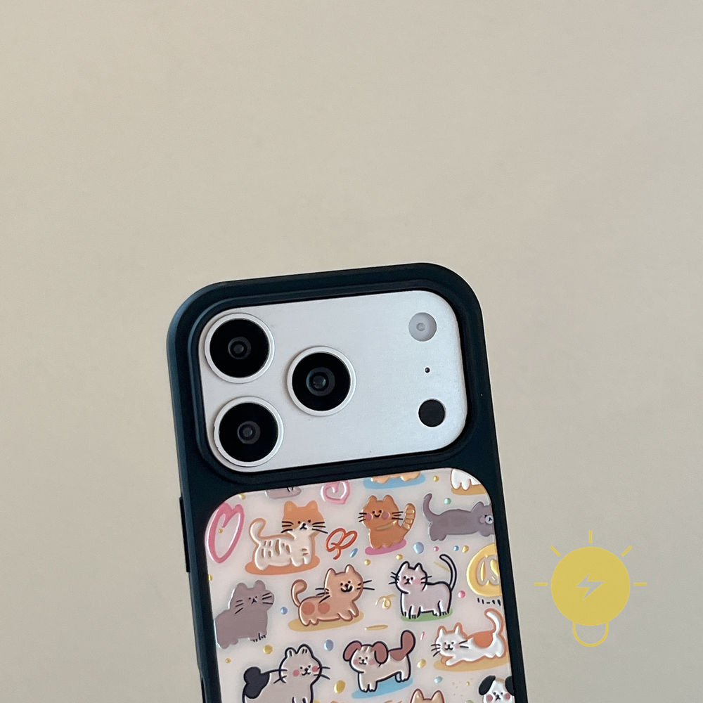 Phone Case For iPhone 17 Pro Max 16 15 14 13 TPU Cartoon Animal Gilding Aesthetic Korean Cute
