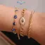 E-WOITD 3 CÁI Thổ Nhĩ Kỳ Luy Evil Blue Eye Bracelet Set Kim loại Staable Dây đeo cổ tay Charm Chain dành cho nữ Trang sức Quà tặng Vòng đeo tay mắt ác E-WOITD