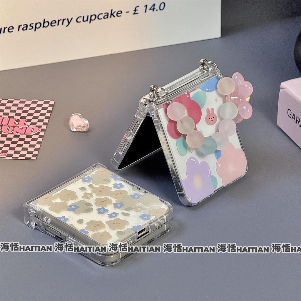 Tương thích với Ốp điện thoại Samsung Galaxy ZFlip7 ZFlip6 Flowers bao gồm dây buộc và vỏ cứng gấp cho vỏ bảo vệ ZFlip 7 6 5 4 3 5G