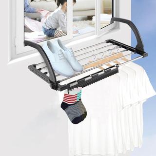 Giá phơi LOVIVER Máy sấy quần áo di động Móc treo đồ giặt có thể thu vào Giá đỡ khăn bằng thép không gỉ Có thể gập lại Airer Thích hợp cho Balconies Windowsill