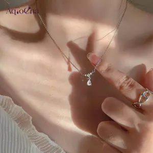 AqToCna Thời Trang Giọt Nước Mặt Dây Chuyền Nelace Xương Đòn Dây Chuyền Nữ Hợp Thời Trang Đơn Giản Nhỏ Kim Cương Giả Trang Sức Tính Khí Tiệc Cưới Quà Tặng AqToCna