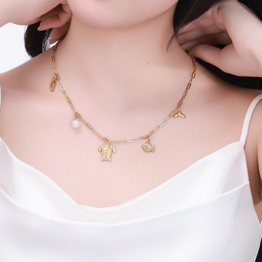 Dây chuyền nữ liền mặt mạ vàng cao cấp, thiết kế thiên nhiên Wild Grace phong cách Boho đi biển - DOJI