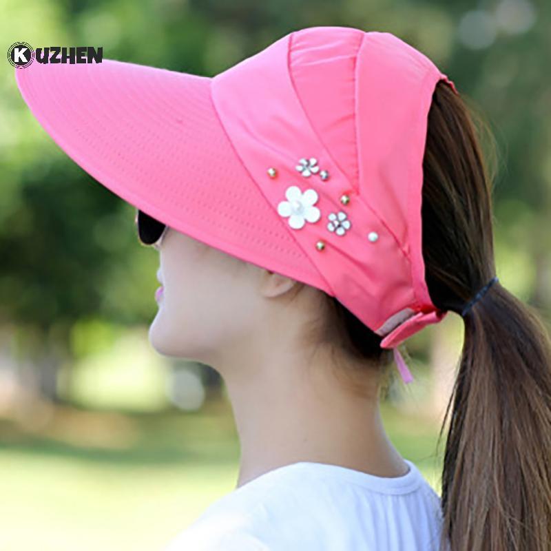 KUZHEN Thời Trang Nữ Kỳ Nghỉ Mùa Hè Rộng Vành Có Thể Gập Lại Mũ Chống Tia UV Đi Biển Tấm Che Mũ Mũ Thường Ngày HOT