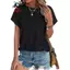 Áo Sơ Mi Nữ Tay Ngắn Áo Sơ Mi Cho Nữ Dressy Áo Tay Nắp Thường Ngày