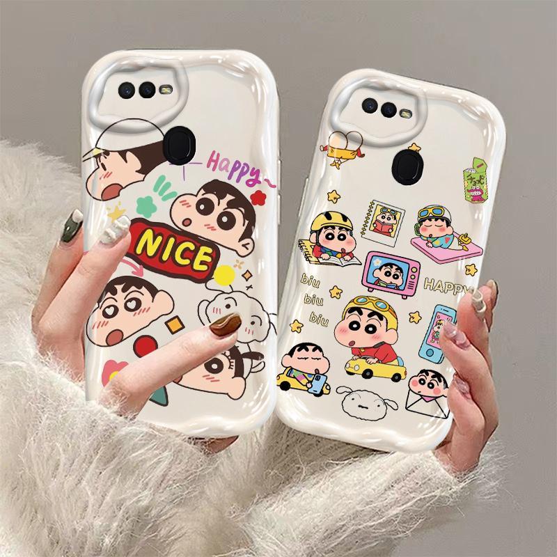 Ốp Silicon Hoạt Hình Cho OPPO A5S A7 A12 F9 F9 Pro 3D Hoạt Hình Phụ Kiện Mềm TPU Crayon Shin chan Ốp Điện Thoại