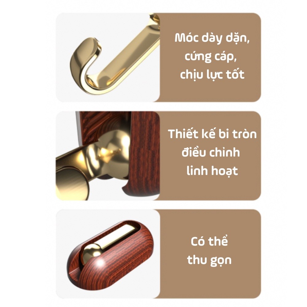 Móc Dán Tường Chịu Lực HomeMate Xoay 360 Độ, Móc Treo Đồ Siêu Dính Sang Trọng Không Cần Khoan