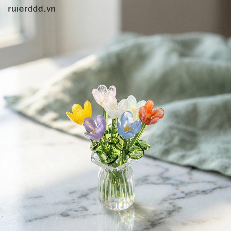 # ruierdd # Mô phỏng hoa thủy tinh thực tế 6 chiếc 7 chiếc Thân hoa nhân tạo để trang trí nhà và bàn tươi mát Quà tặng.