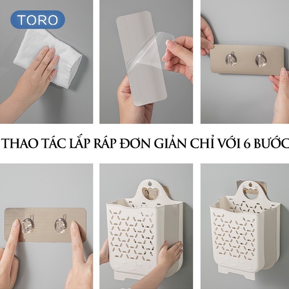 Giỏ Đựng Quần Áo HomeMate Treo Tường Gấp Gọn, Giỏ Đựng Đồ Giặt Nhựa TPR Kèm Miếng Dán Tiện Lợi