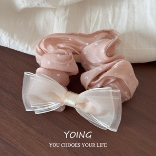 Yoing / Phiên Bản Hàn Quốc Morandi Màu Tình Yêu Chấm Bi Vải Ngọc Trai Tóc Dây Đeo Đầu Cao Su Cảm Giác Cao Cấp Đầu Sang Trọng Hoa Scrunchy Nhẫn