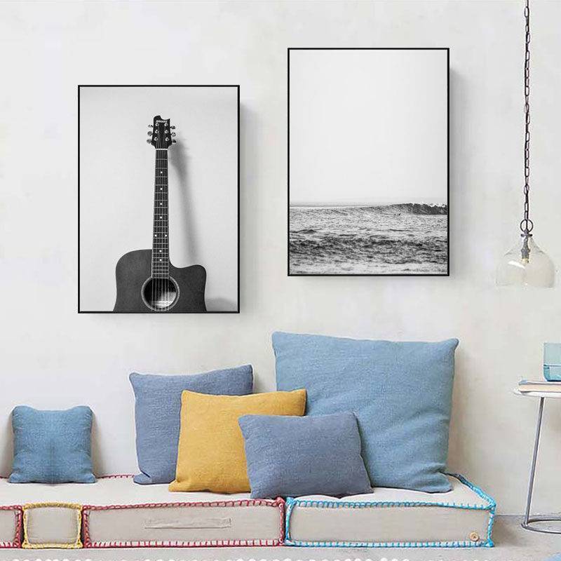 Hiện đại Tối Giản Phong Cách Bắc Âu Đàn Guitar Âm Nhạc Không Khung Tranh Canvas Chống Thấm Nước, Nghệ Thuật Treo Tường Trang Trí Cho Hành Lang Phòng Ăn Phòng Ngủ Đầu