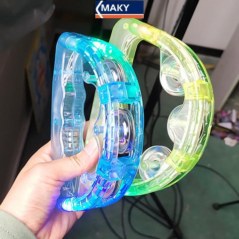 MAKY Đèn LED Sáng Lên Đồ Chơi Cảm Giác Nhấp Nháy Tambourine Nhạc Cụ Lắc Đảng Bầu Không Khí Đồ Chơi Trẻ Em Màu Ngẫu Nhiên VN