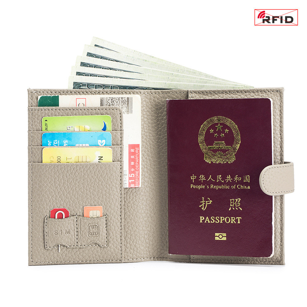 Nhiều Màu RFID Chống Trộm Da Thật Chính Hãng Đựng Hộ Chiếu Đa Năng Tài Liệu Vé Túi Bảo Quản