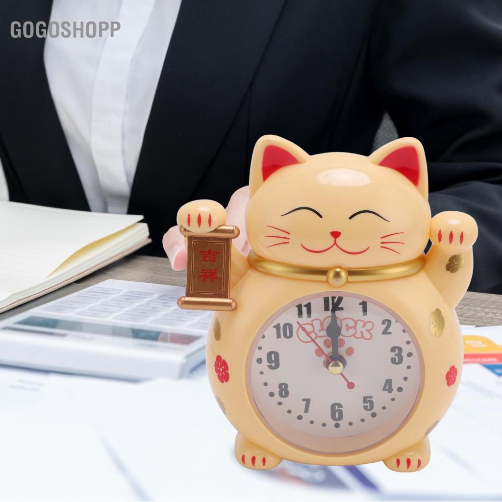 gogoshopp TOPINCN Đồng hồ để bàn Mèo may mắn Học sinh Trẻ em Báo động bằng nhựa Phim hoạt hình dễ thương Tốt cho phòng văn phòng tại nhà Trang trí du lịch Kawaii (YF2025D)