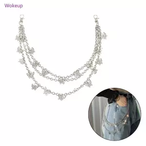 Woke Váy Quần Dây Xích Goth Ba Lớp Dây Xích Rỗng Ra Bướm Mặt Dây Chuyền Eo Dây Xích Túi Dây Xích Dành Cho Nữ Cô Gái