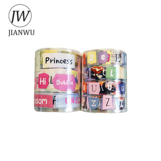 JIANWU Vintage Từ Tiếng Anh Thư Phong Cảnh Chất Liệu Cắt Kéo Thêu Sò PET Băng Sáng Tạo DIY Tạp Chí Văn Phòng Phẩm