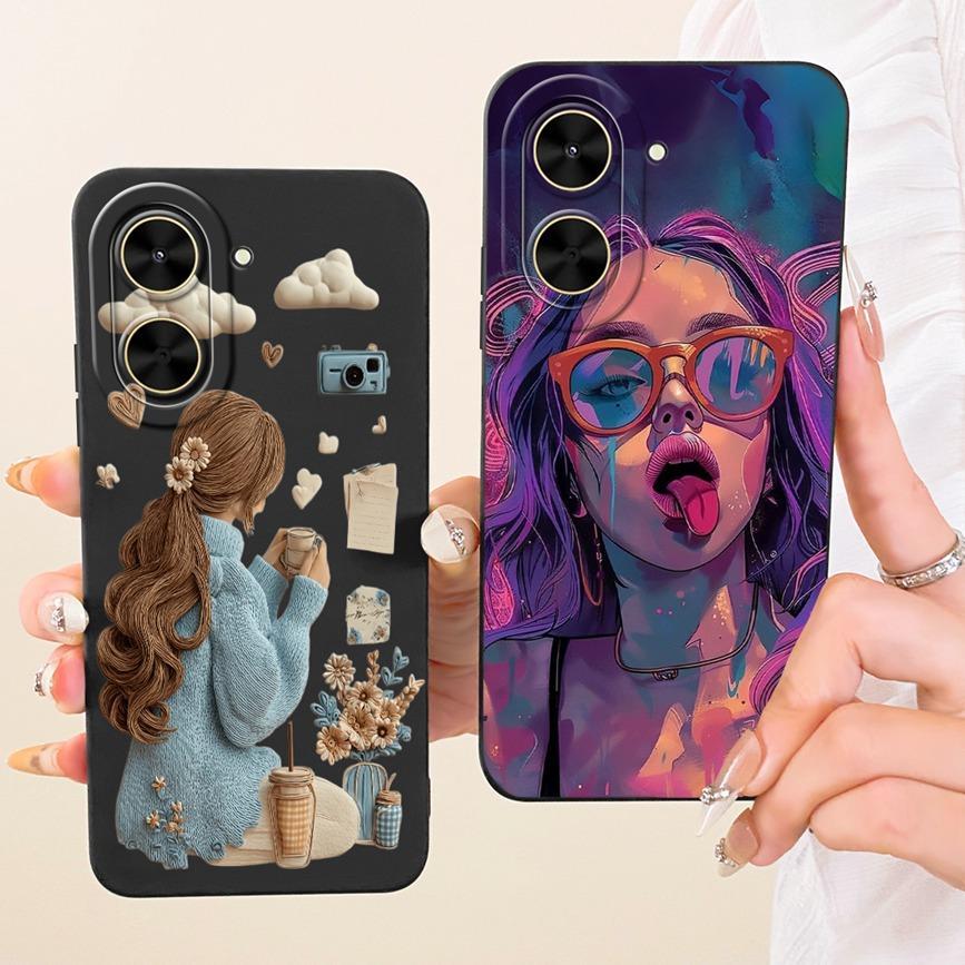 Dành Cho Xiaomi Poco C71 4G / Redmi A5 4G Ốp Điện Thoại Thạch Hoa Bướm Da Báo In Nơ Họa Tiết Vỏ Silicon Mềm Ốp Lưng