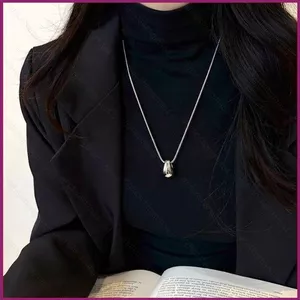 YT4 Dây Xích Xương Rắn Vòng Cổ Trang Sức Phụ Kiện Hình Giọt Nước Mặt Dây Chuyền Tối Giản Dạo Phố