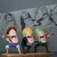 HT2 ONE PIECE Luffy Sanji Roronoa Zoro Starving Trio Trừu Tượng Nhân Vật Hành Động Trang Trí TH2
