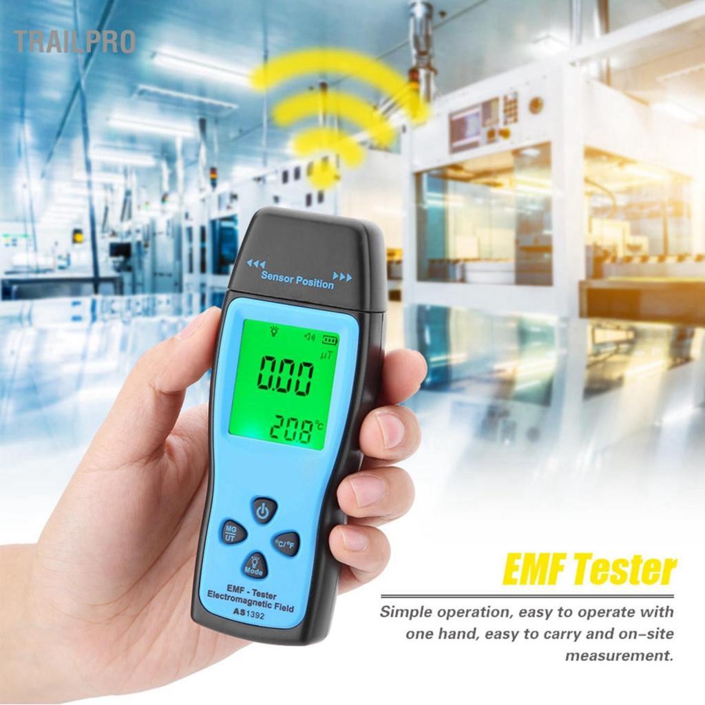 TrailPro Cảm biến thông minh AS1392 EMF Màn hình LCD mini Máy đo bức xạ điện từ kỹ thuật số để kiểm tra tại nhà/Văn phòng/ngoài trời 0-2000mG (Không có pin)
