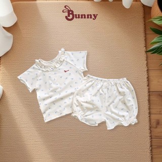 Bộ quần áo cộc tay bé gái màu vintage chất thun cotton cho bé 3-13Kg Bubbybaby-GV